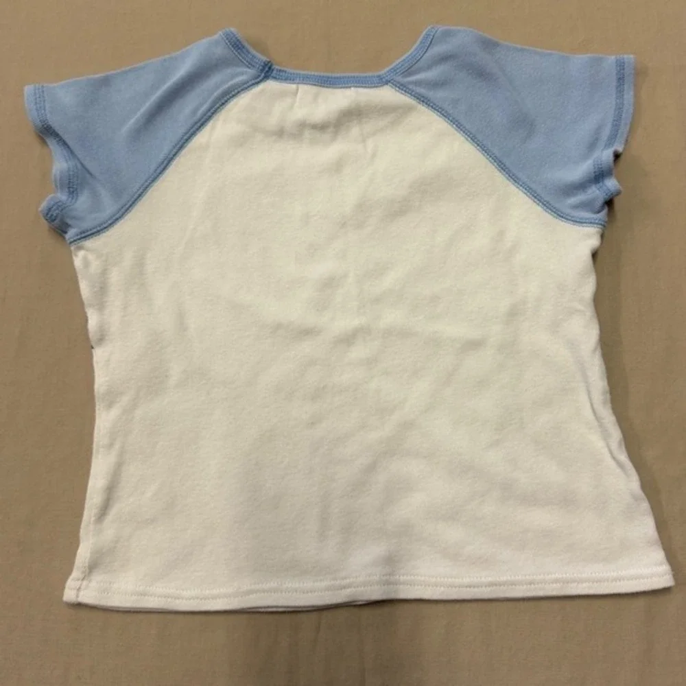 Jordache Girls 7 8 Vintage Y2K White Blue‎ Paisley Print Raglan Sleeve Womens XS